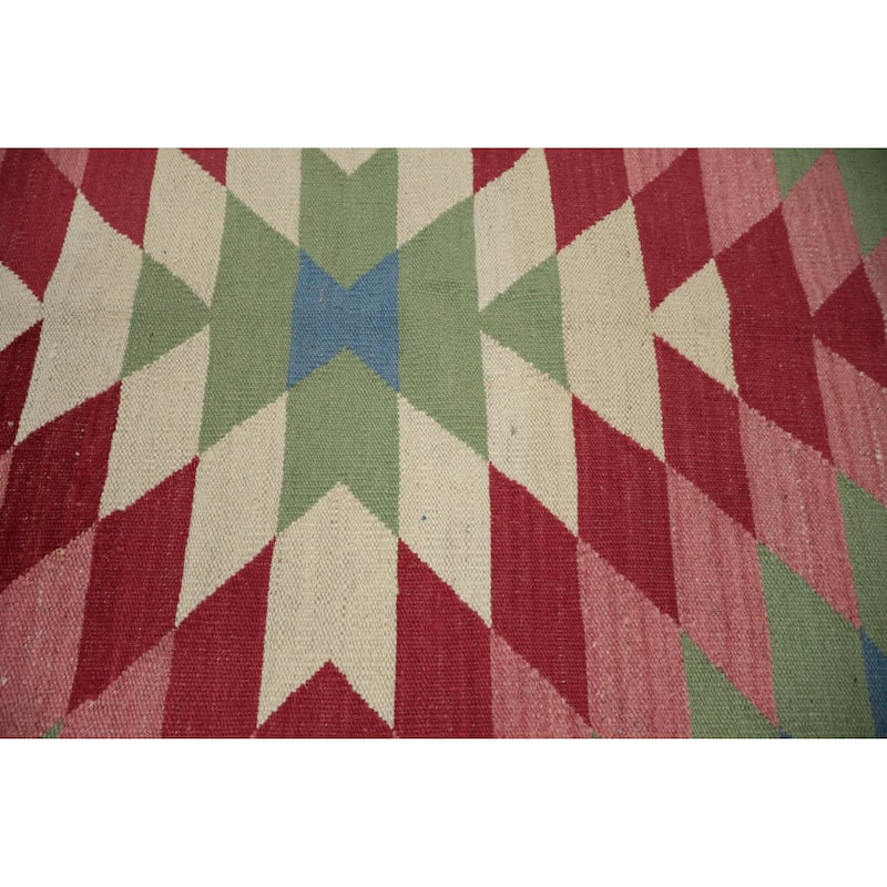 Hand Woven Oriental 100% Wool Carpet Southwestern Tribal Multi-Colored Kilim Area Rug - 9' 0'' X 6' 3''