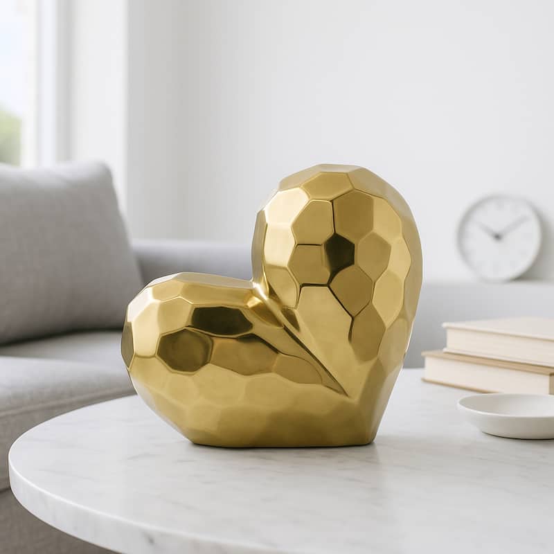 Modern Stone Ceramic Geometric Heart Sculpture