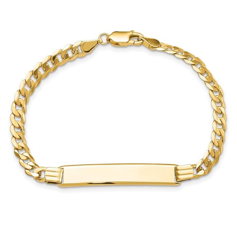 Curata 7mm 14k Yellow Gold Engravable Curb Link ID Bracelet