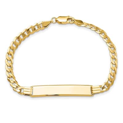 Curata 7mm 14k Yellow Gold Engravable Curb Link ID Bracelet