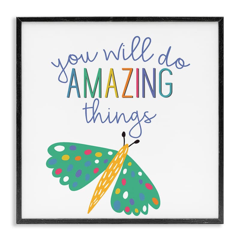 Stupell Inspiring Do Amazing Things Framed Giclee Art Design By Kim Allen - 12 x 12 - Black