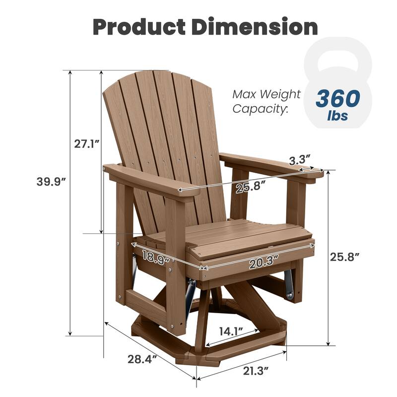 HDPE Adirondack Swivel Glider, Outdoor Patio Chair