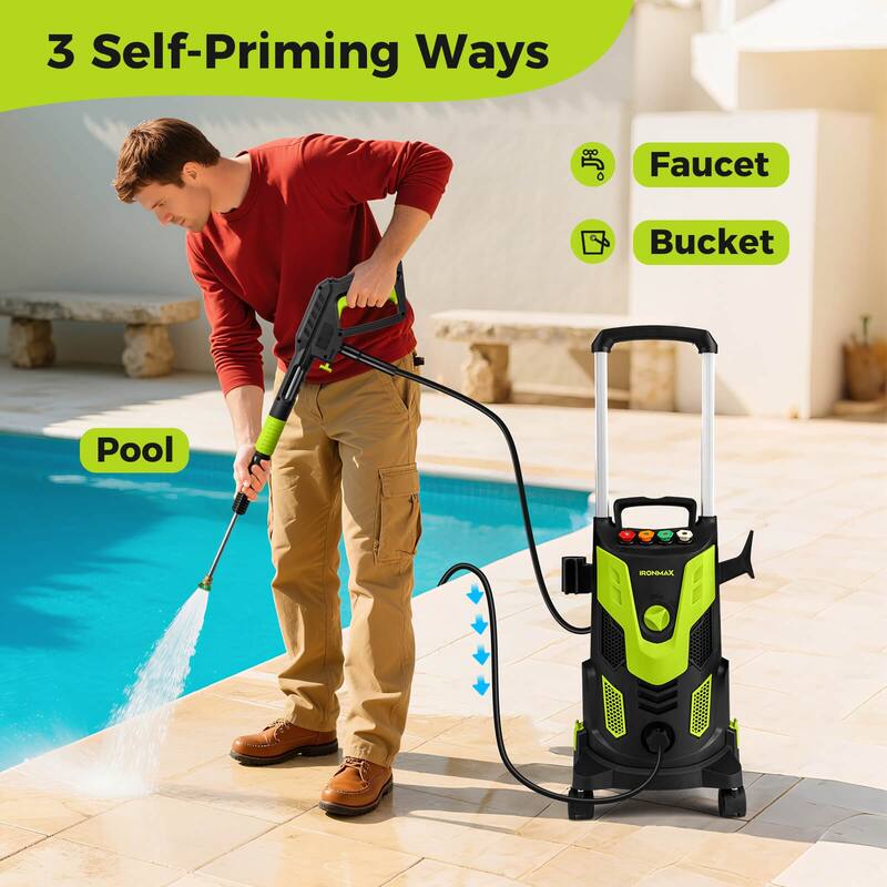 Ironmax Electric Pressure Washer with 4 Nozzles & Soap Bottle Lockable - See Details