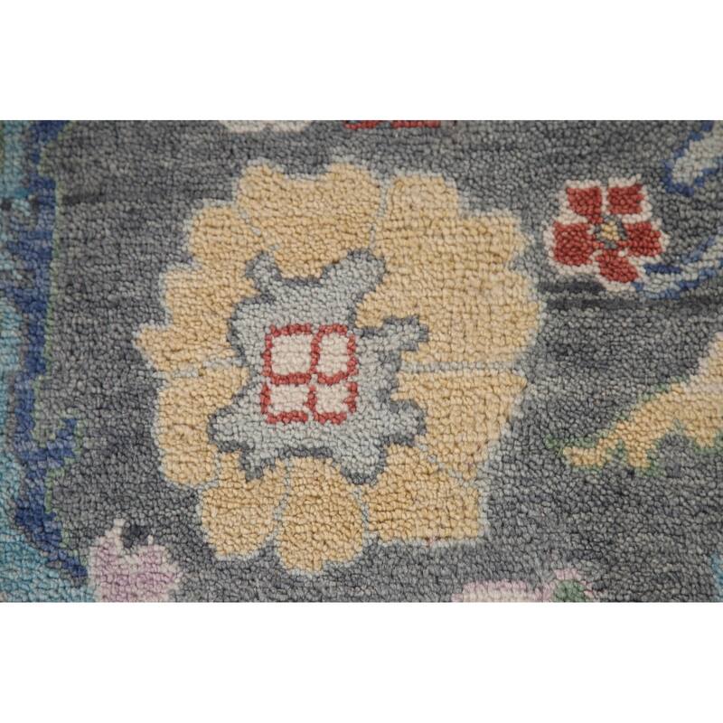 Gray Floral Oushak Oriental Area Rug Wool Carpet - 7'9"x 9'11"