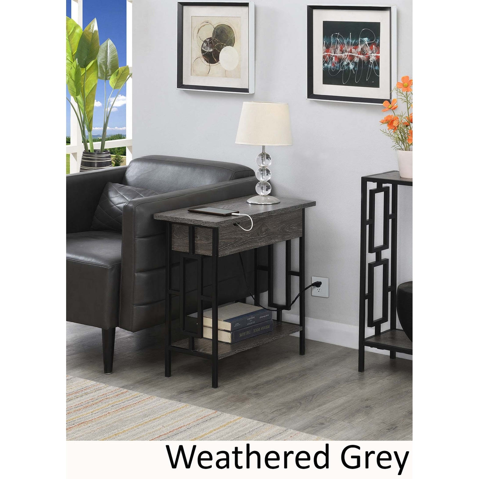 End table with lamp and charging station sales