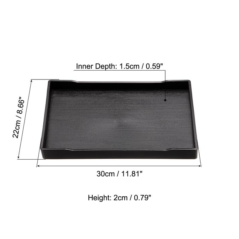 Fast Food Tray, Plastic Multi-Purpose Serving Tray - Black - 12x9"