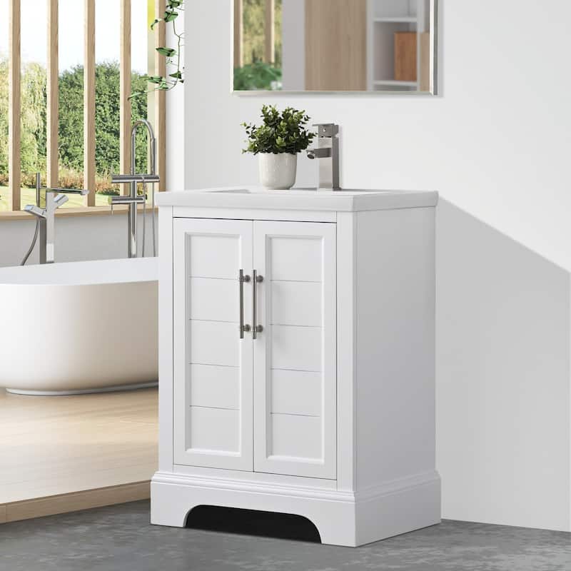 Vanity Art 24" Single Sink Bathroom Vanity with Ceramic Sink & Top