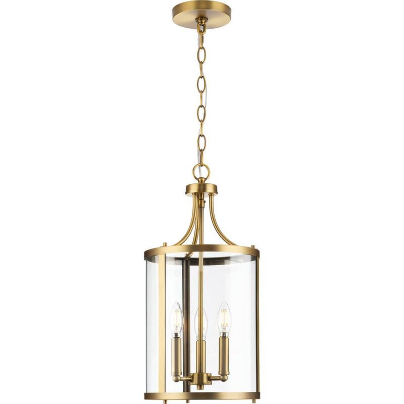 Gilliam Collection Three-Light Vintage Brass New Traditional Hall & Foyer - 10 in x 10 in x 20.75 in