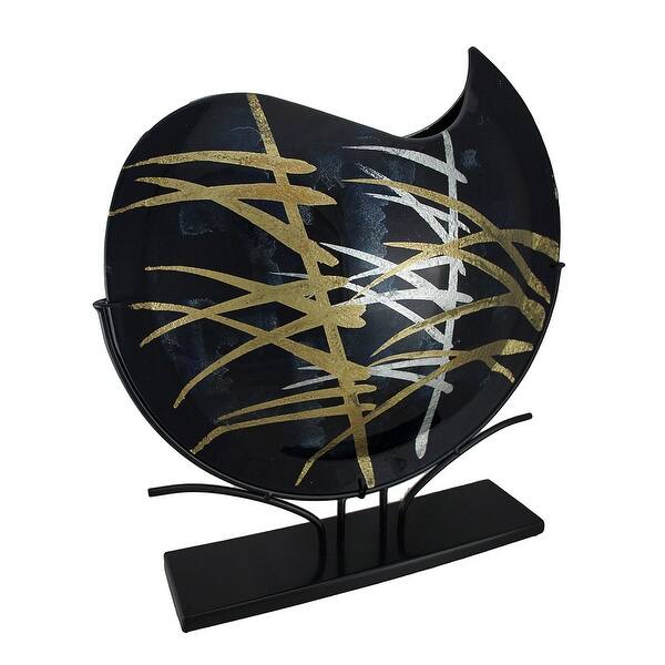 Shop Stunning 20 Inch Round Blue Gold Fused Glass Vase With