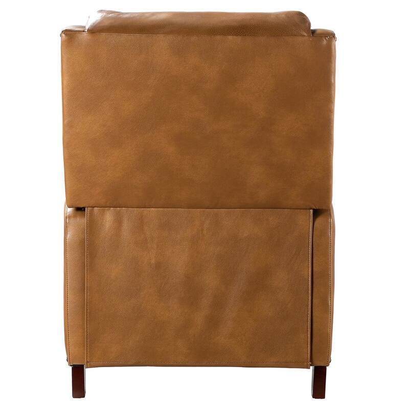 Brigida Cigar Genuine Leather Pushback Recliner with Nailhead Trim by HULALA HOME