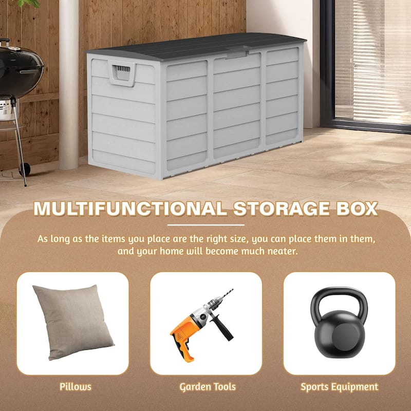 SUNCROWN 75-120 Gallon Weatherproof Resin Outdoor Storage Deck Box for Furniture and Supplies