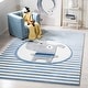 preview thumbnail 1 of 1, SAFAVIEH Carousel Kids Brunhildis Stripe Dog Rug 2' x 3' - Ivory/Blue - Rectangle