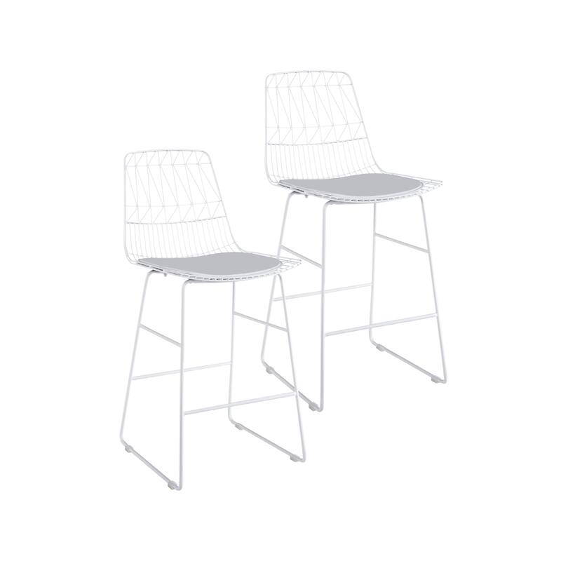Porthos Home Asa Geometric Metal Counter Stools with PU Leather Seat Pad, Set of 2