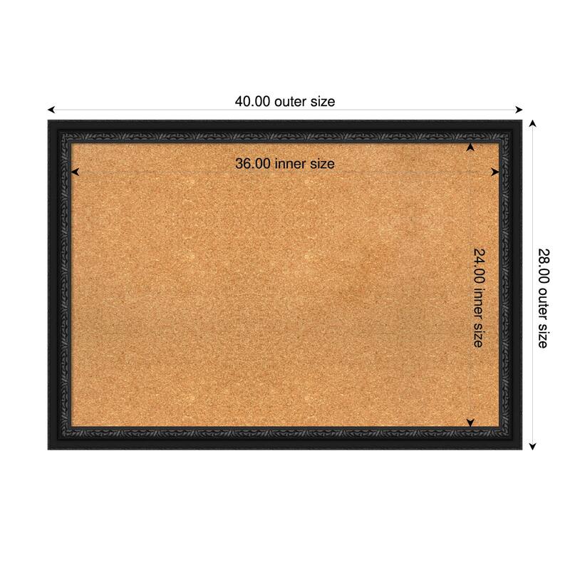 Downton Black Wood Framed Cork Board - Bulletin Board, Organization Board, Pin Board - Natural - 40 x 28 in