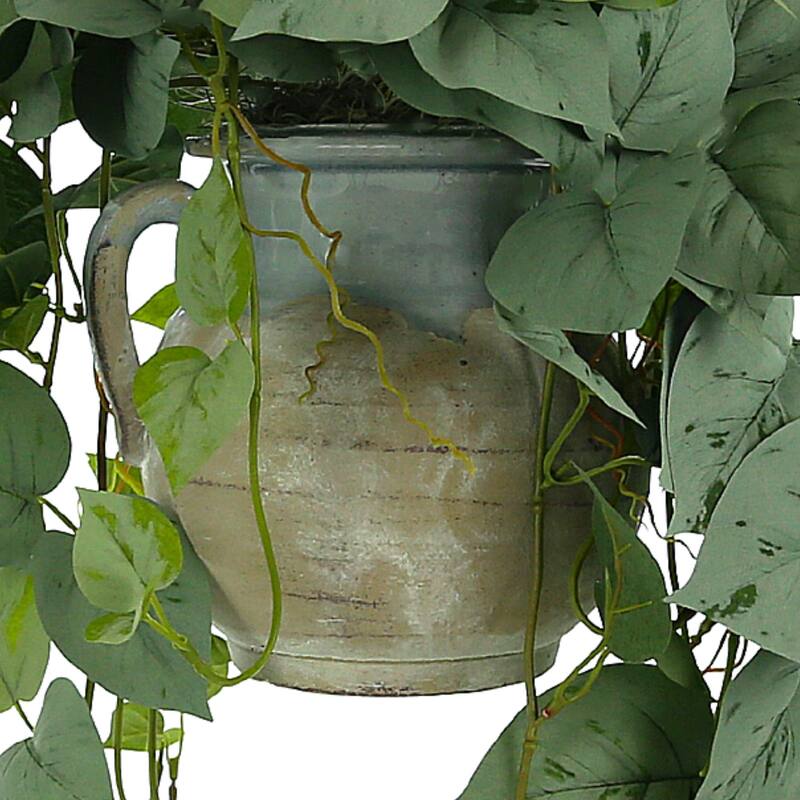 Frosted Ivy Arrangement in a Clay Pot - Green