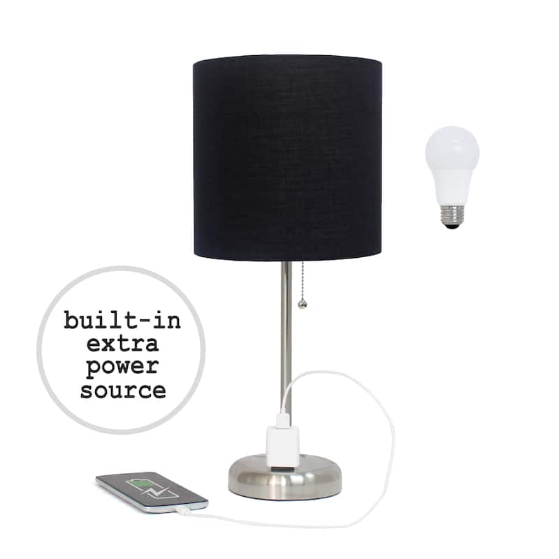 Simple Designs 9.5" Desk Lamp with Charging Outlet and LED Bulb Included - 19.50