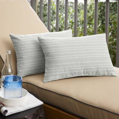 Sorra Home Outdura Cavo Smoke Indoor/Outdoor Knife Edge Lumbar Pillows (Set of 2)