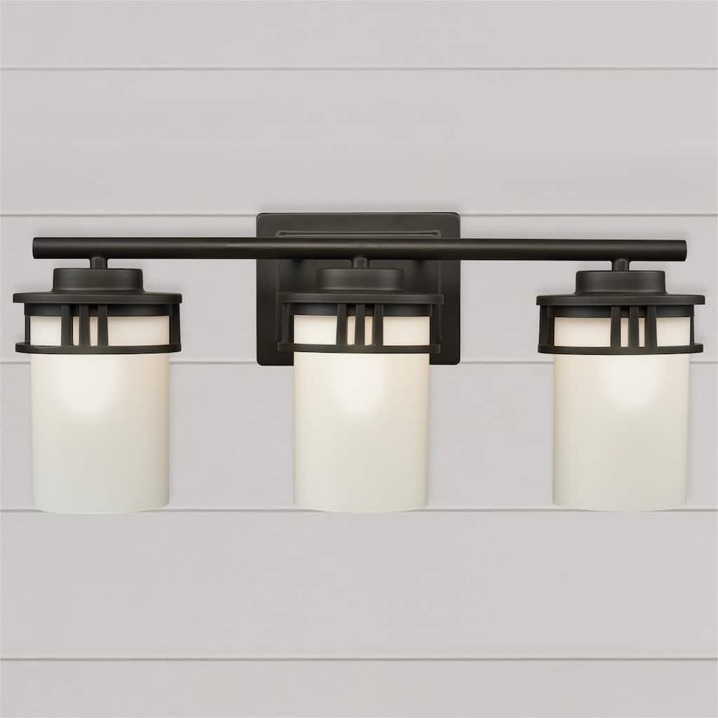 Elk Home Ravendale Oiled Bronze With White Glass 3 Light Vanity Light