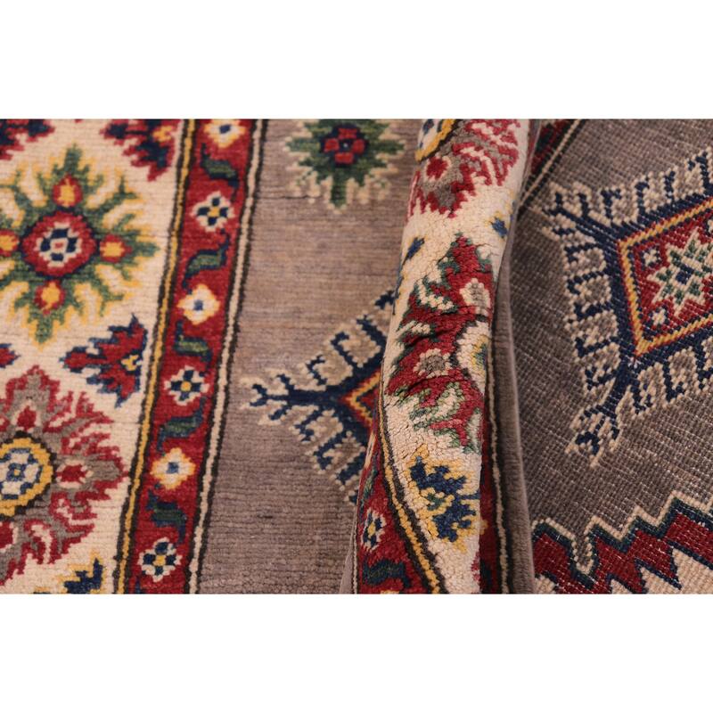Southwestern Kazak Pierce Gray/Beige Wool Rug - 3'10'' x 5'10''