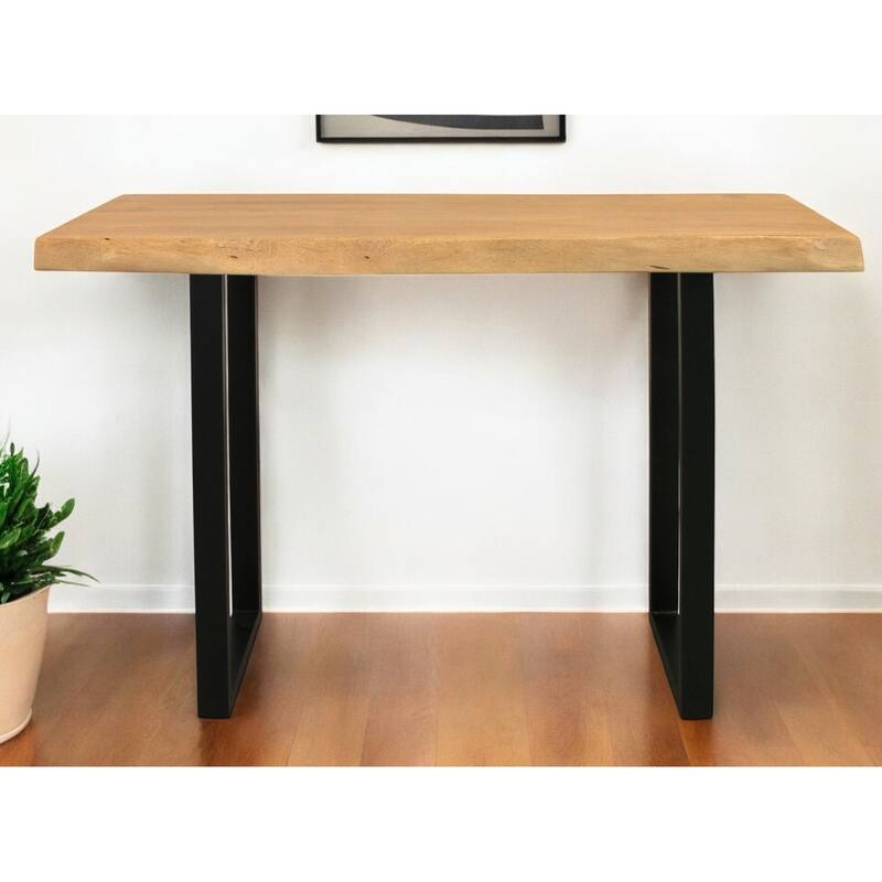 HomeRoots 47" Natural and Black Solid Wood and Metal Live Edge Console Table - 47' X '30' X '18 - Natural