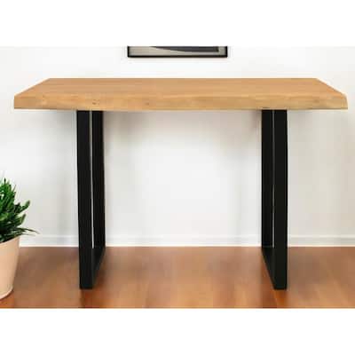 HomeRoots 47" Natural and Black Solid Wood and Metal Live Edge Console Table - 47' X '30' X '18