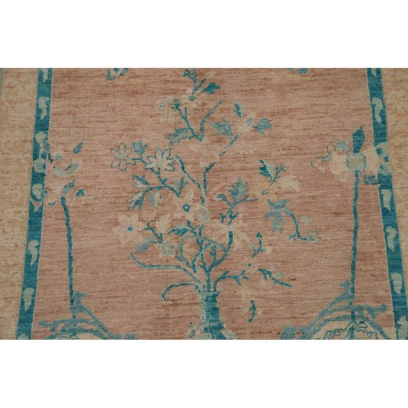 Vegetable Dye Oushak Oriental Area Rug Hand-knotted Wool Carpet - 4'11"x 6'11"