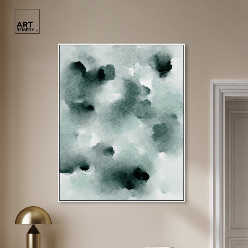 Art Remedy Diluted Smoke In The Snow Framed Watercolor Boho Abstracts