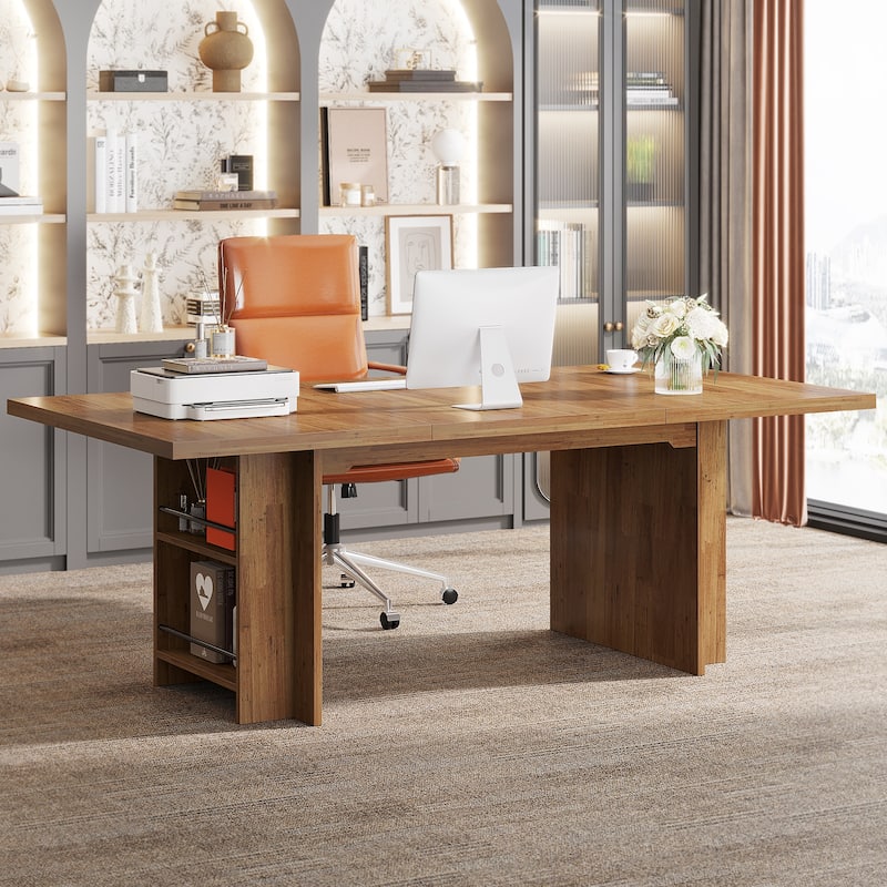 63-in Large Executive Desk, Home Office Desk Large Computer Writing Table with Storage