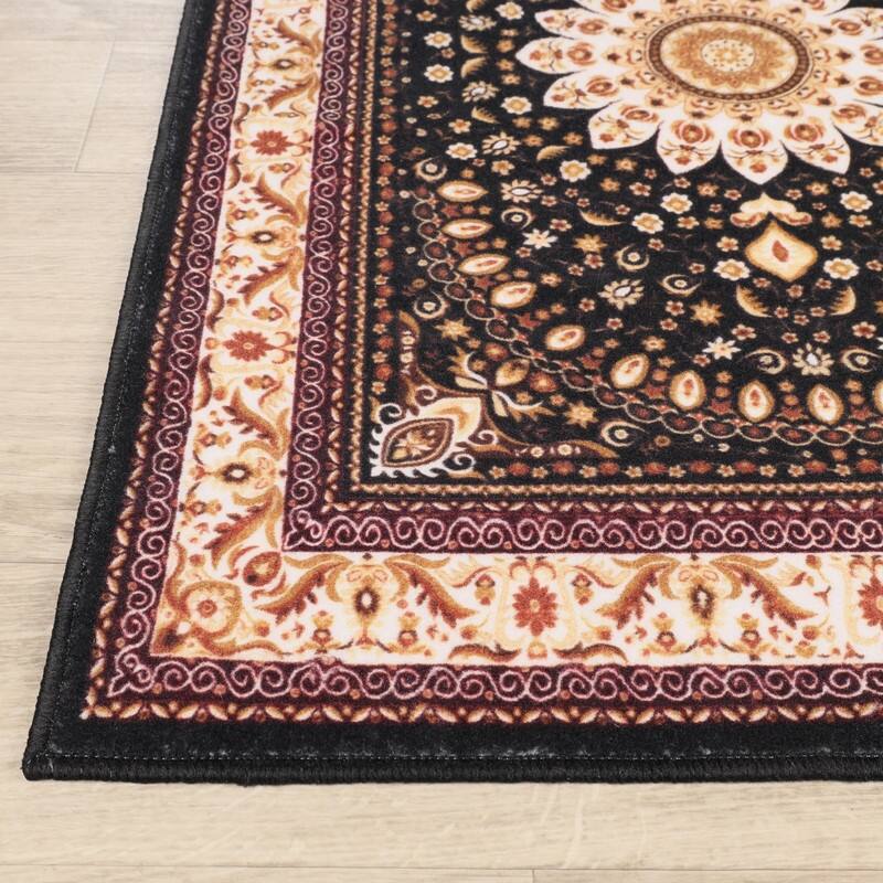 Superior Milan Floral Medallion Washable Indoor Runner or Area Rug