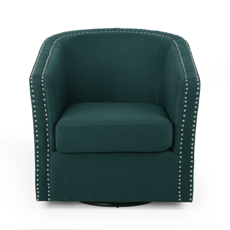 Green 31.25" Upholstered Swivel Club Chair