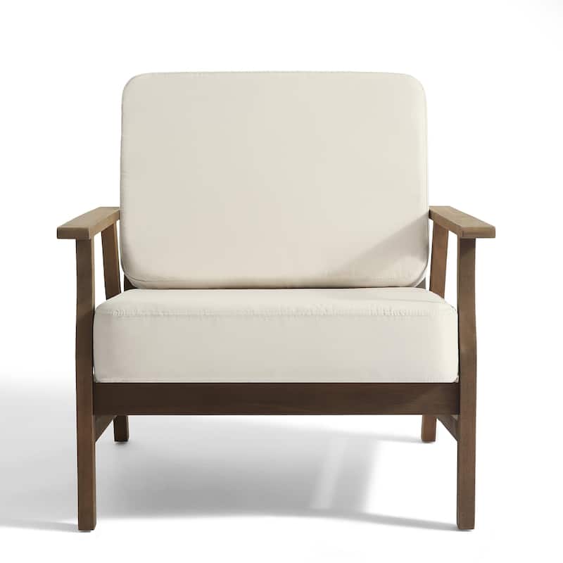 2 Set Acacia Wood Patio Club Chair with Cushion Outdoor Arm Chair