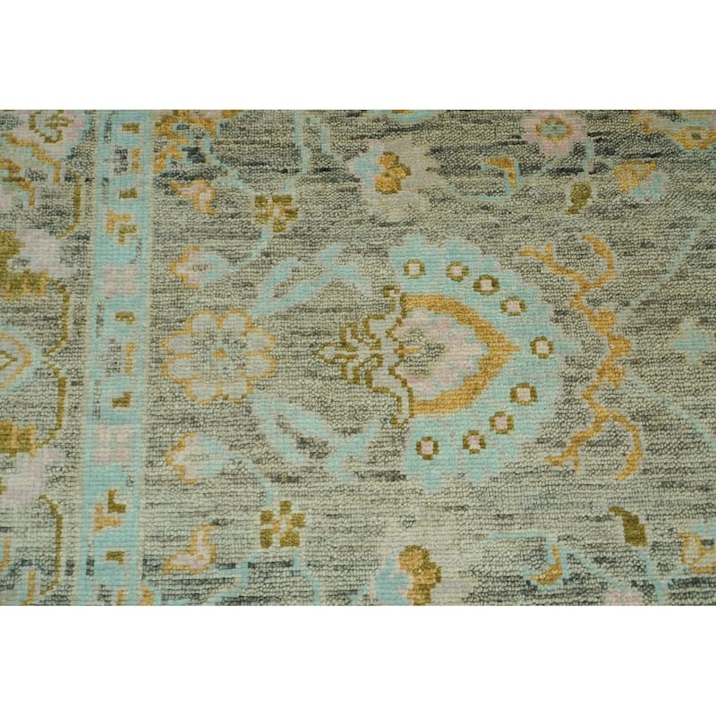 Mint Traditional Oushak Wool Rug 9x12 Hand Knotted by LoomBloom - 9' 1'' x 12' 2''