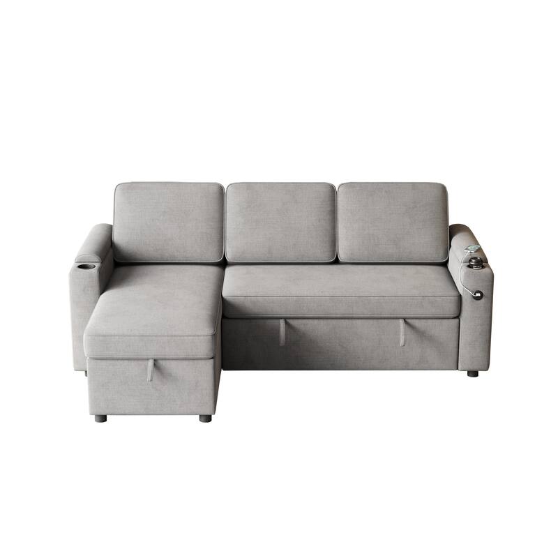 85.8" Sleeper Sofa with Pull Out Bed with Charging Port