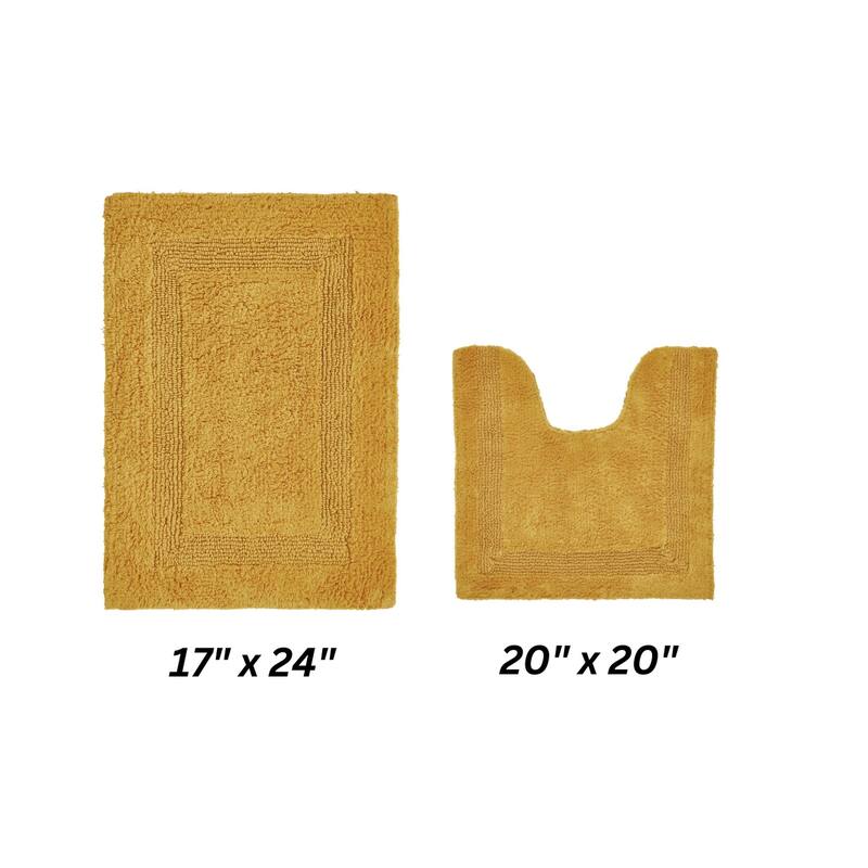 Better Trends Bath Rugs Set 100% Cotton Reversible Water Absorbent Bathroom Rug for Shower, Sink, Bath Mats - Lux Collection