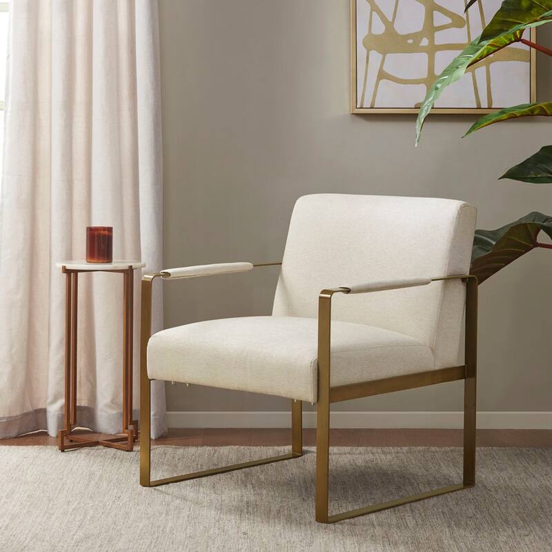 Accent Chair with Metal Leg for Living Room - Cream