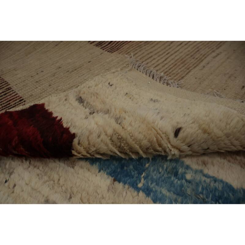 Hand Knotted Oriental 100% Wool Carpet Modern Tribal Beige & Ivories Moroccan Area Rug - 10' 1'' X 8' 1''