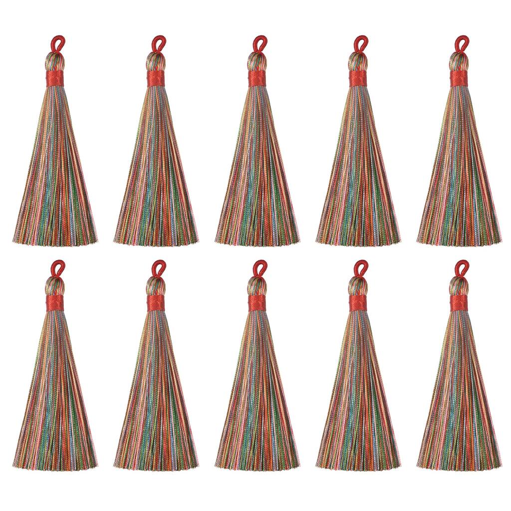 3.7" Silky Bookmark Tassels with Loop for DIY Craft Accessory, 20Pcs Multi Red - Multi Red