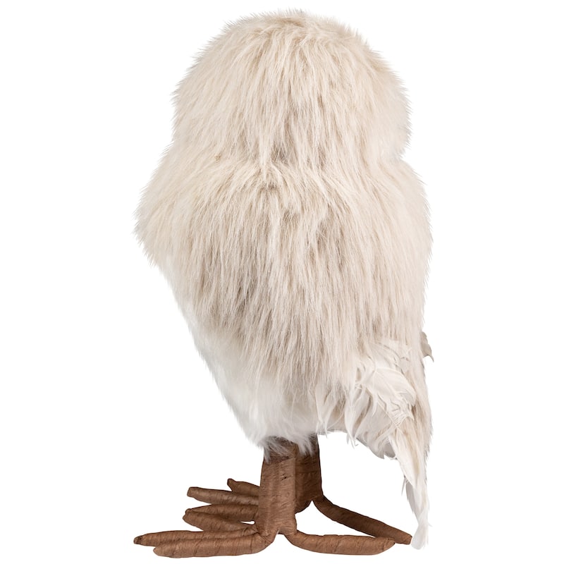 Standing Winter Owl Christmas Figure - 12.25" - Cream and White
