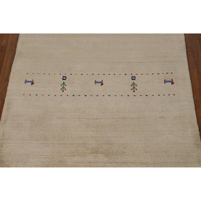 Tribal Gabbeh Indian Foyer Rug Handmade Oriental Silk Carpet - 3'0"x 4'10"