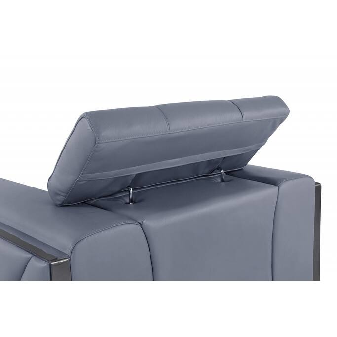 HomeRoots 75" Light Blue And Black Italian Leather Loveseat