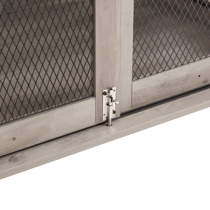 Flip-Top Plate Dog House Dog Cage Crate Furniture with Sliding Barn Door, Dog Kennel End Table with Detachable Divider