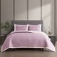 preview thumbnail 12 of 41, Bebejan 100% Cotton Sateen 3 Piece Textured Quilted Coverlet Set Plum/Beige - King