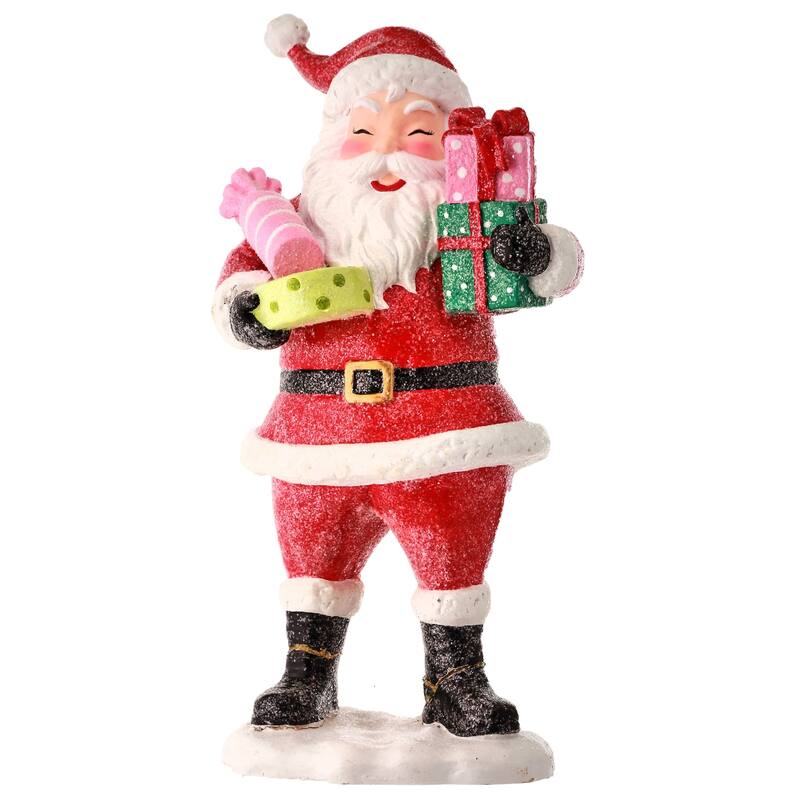 12.5" Frosted Santa Holding Gifts Christmas Tabletop Figurine