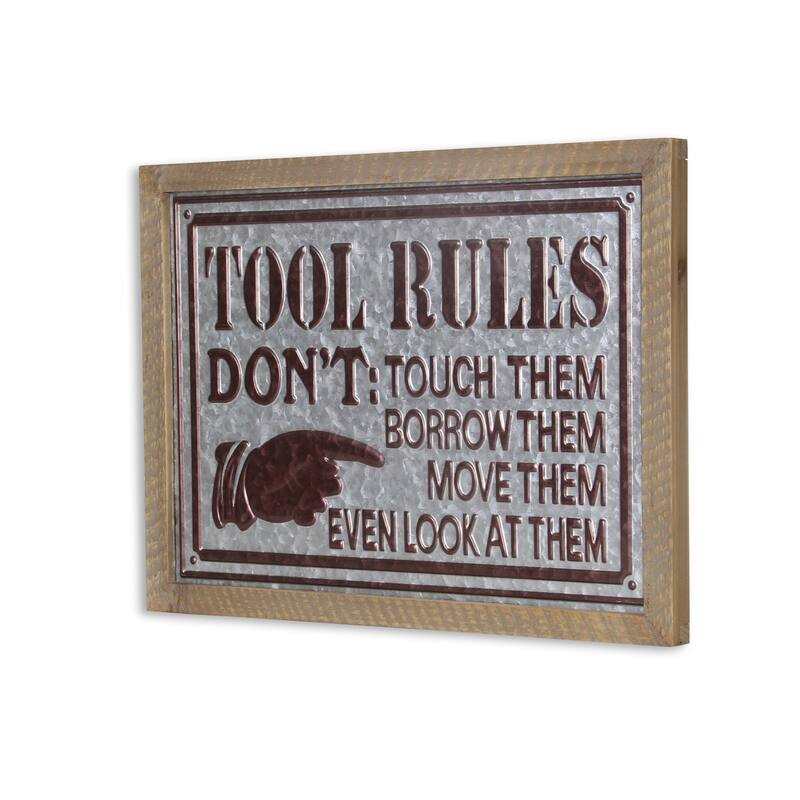Tool Rules Sign Brown Metal Tool Rules Wall Sign - On Sale - Overstock - 36272391