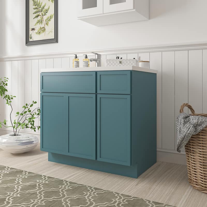 Vanity Art 36" Oak Freestanding Bathroom Vanity Cabinet without Top