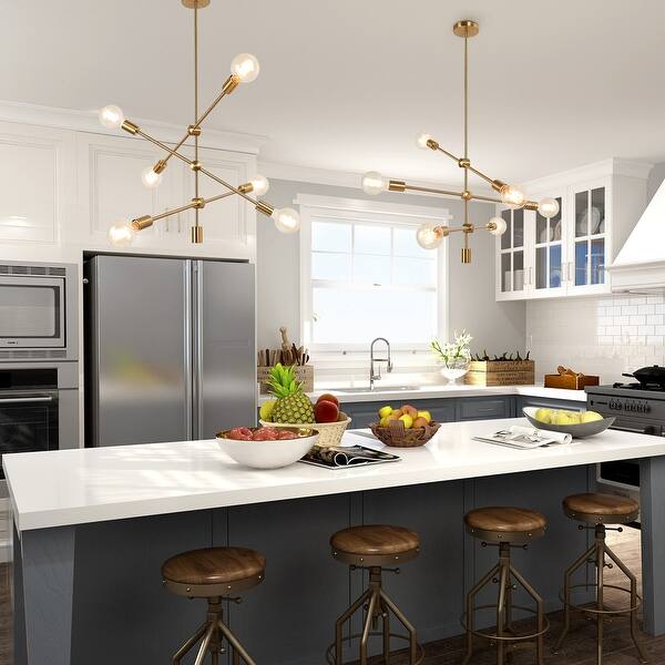 Modern Chandelier With 6 Lights Gold Pendant Lights For Kitchen Island D26 X H38 5 Overstock 29179386