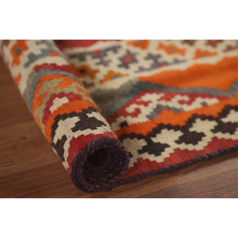 Kilim Qashqai Persian Area Rug Hand-Woven Tribal Wool Carpet - 5'3" x 7'11"
