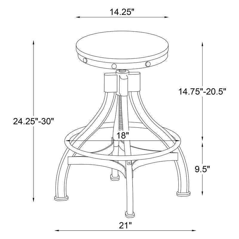 Height Adjustable Backless Swivel Stools - 30" - Brown - Set of 2
