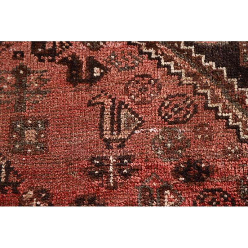 Vegetable Dye Qashqai Persian Antique Rug Hand-knotted Wool Carpet - 5'4"x 8'4"