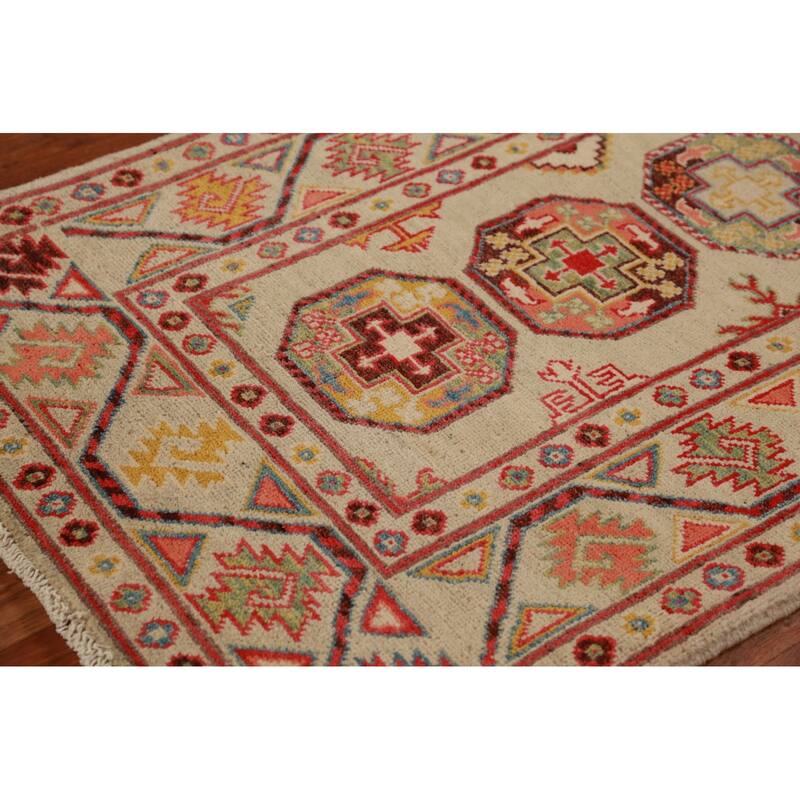 Kazak Geometric Foyer Rug Handmade Wool Carpet - 2'8"x 3'11"